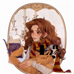 Hermione cuddles the Crookshanks